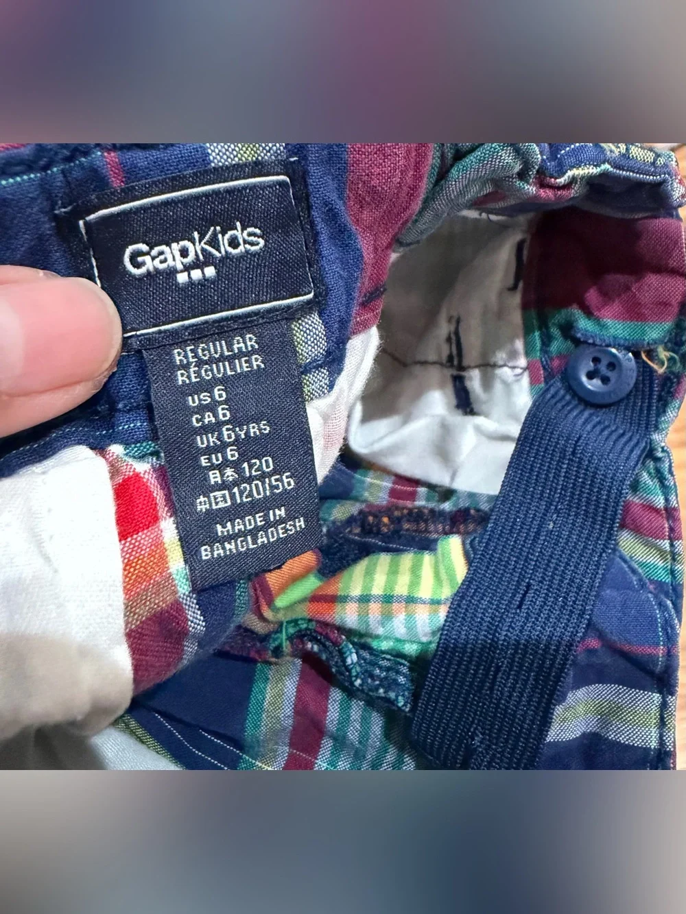 Preloved GAP Boys Multicolor Plaid Cotton Shorts — Red, Blue, Green